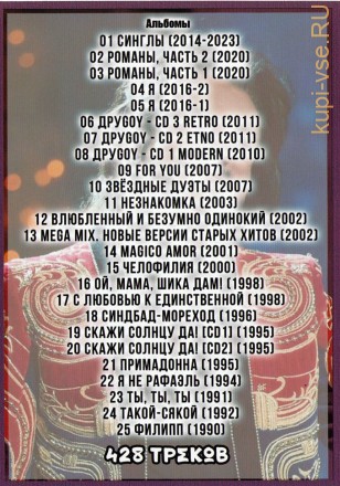 (8 GB) Филипп Киркоров - Полная дискография (1990-2023) (428 ТРЕКОВ)